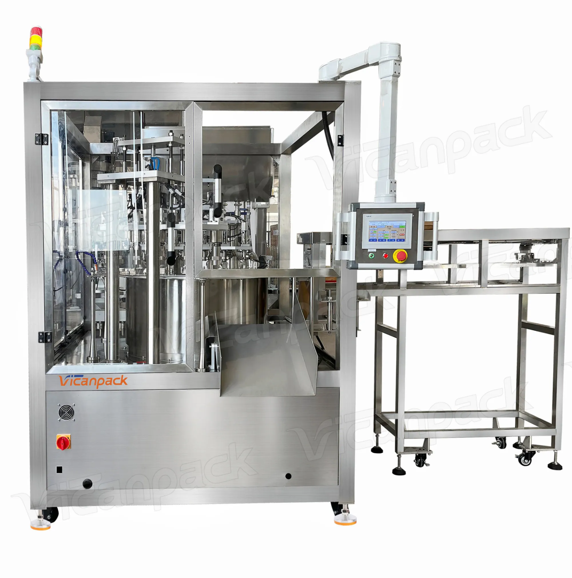 Máquina integrada totalmente automática de llenado y taponado de bolsas verticales de 4 cabezales Máquina integrada totalmente automática de llenado y taponado de bolsas verticales de 4 cabezales
