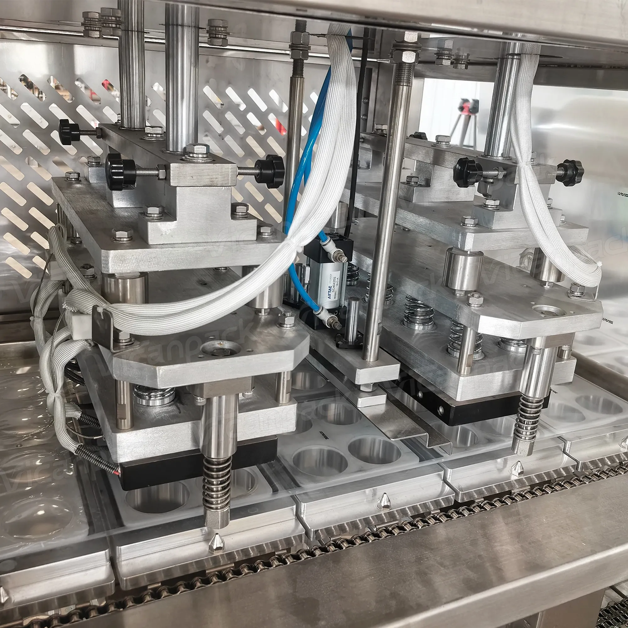 Máquina llenadora lineal de alta velocidad y totalmente automática para vasos con líquidos viscosos (helado / salsas) Máquina llenadora lineal de alta velocidad y totalmente automática para vasos con líquidos viscosos (helado / salsas)
