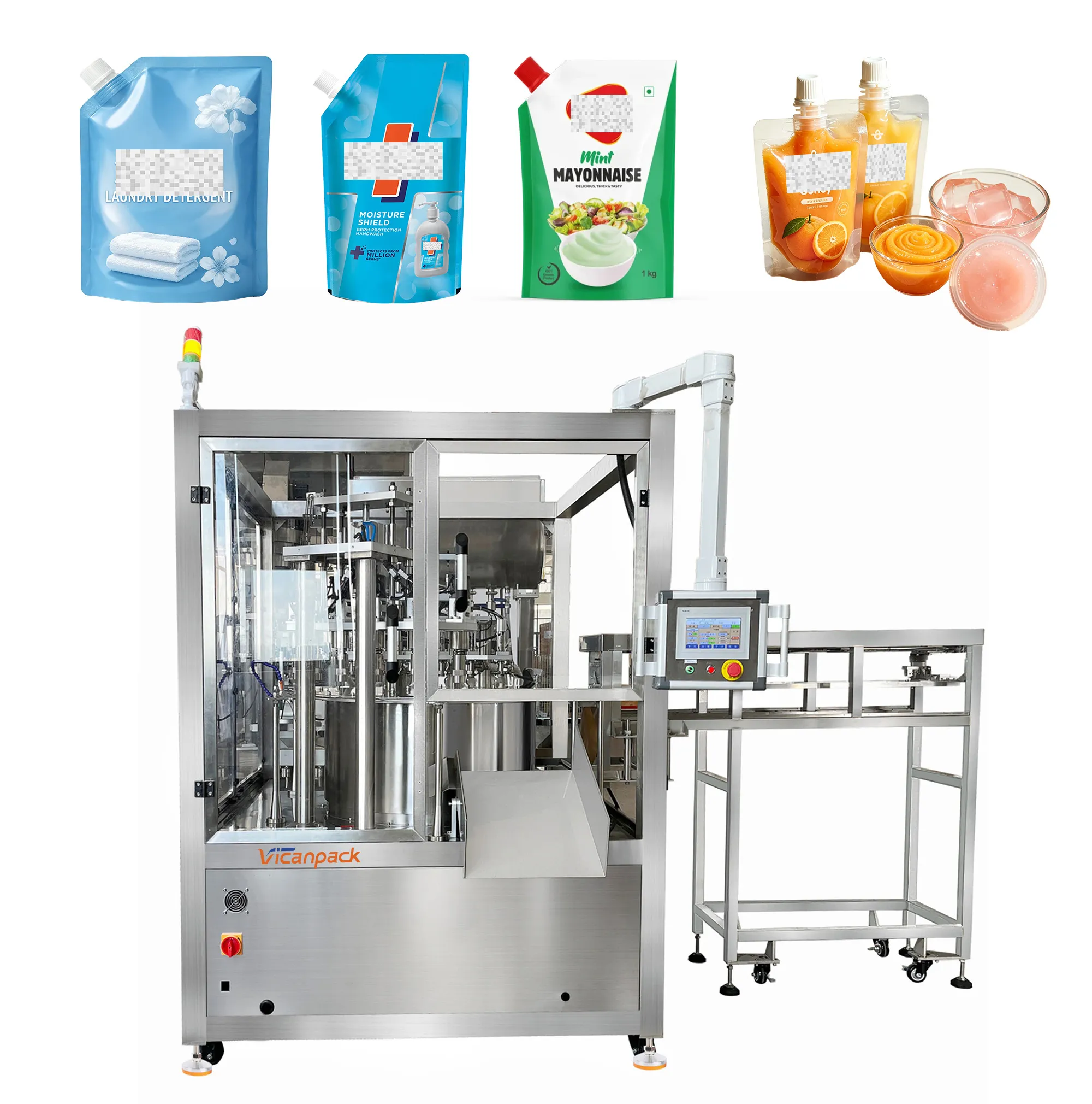 Full-automatic 6-head Stand-up Pouch Filling & Capping Integrated Machine