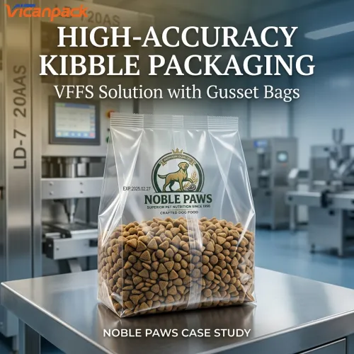 High-Speed VFFS Dog Food Packaging Machine Solution with Gusseted Bags for Premi